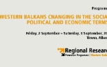 Banner with the title of the conference by the Regional Research Promotion Programme